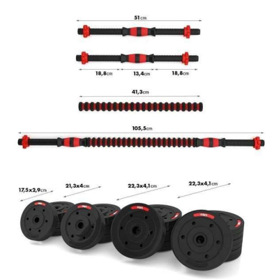 Set peshash HMS SGP40, 40 kg, hantela dhe shufër, ngjyrë e zezë