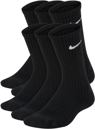 Тренинг чорапи за момчиња Nike Performance Cushioned Crew, пакет 6 парчиња, црна