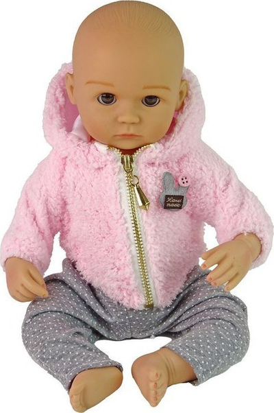 Kukull bebe LeanToys, 40 cm, me gajret, rozë