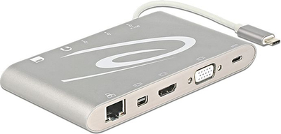 Dok USB C Delock 87298, 4K, Gigabit LAN, gri argjendtë