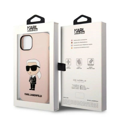 Mbulesë telefoni Karl Lagerfeld Liquid Silicone, për iPhone 14, rozë