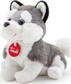 Lodër pelushi Trudi Baby Husky Dog S, e vogël, gri me të bardhë