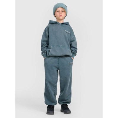 Trenerka verore për kalamaj 4F 4FJRAW25TTROM1528, pambuk me poliester, prerje oversize, ngjyrë turquoise