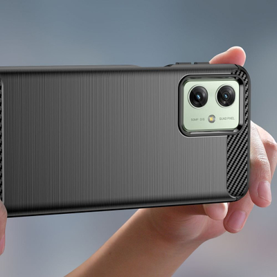 Kuti Tech-Protect Carbon për Motorola Moto G54 5G, TPU, antishok, e zezë
