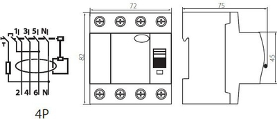 Shkyçës diferencial Kanlux KRD6-4/40/30, 40A, 30mA, 4-polësh