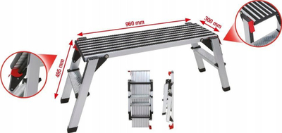 Platformë pune alumini KS Tools 800.0960, 1270x446x495mm, ngjyrë argjendtë