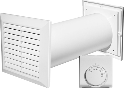 Ventilator muri Awenta Cosy Move CM100, diametër 100 mm, me termostat, i bardhë