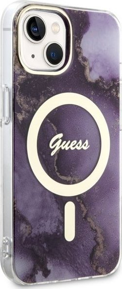 Këllëf telefoni Guess Golden Marble MagSafe për iPhone 14, 6.1", lejla