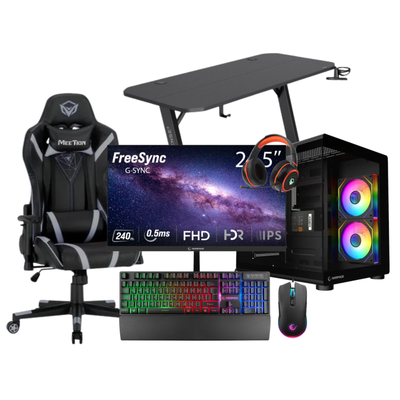 Bundle Flash 1 – PC Gaming RTX 5050 8GB, Ryzen 5 5500, 16GB DDR4, 512GB M.2 + Monitor 25" 240Hz Setup