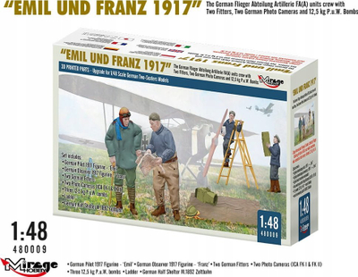 Figura modeluese Mirage Hobby WWI German FA(a) Units Crew Emil and Franz 1917, set ekuipazhi 2 veta, shkalla 1:48