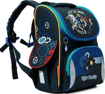 Çantë shkolle Tiger Family Nature Quest Pro One Goal, ergonomike, me reflektues, e zezë