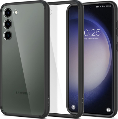 Futrollë Spigen Ultra Hybrid për Samsung Galaxy S23 Plus, matte, e tejdukshme, e zezë