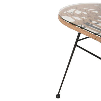 Tavolinë për kafe ovale për ambient të jashtëm Allegra 100×45×51,5 cm (HM5695.11), bezhë/ zezë