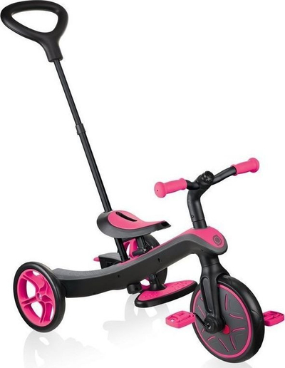 Tricikël 4-në-1 Globber Explorer Trike, me tendë dielli, rrip sigurie 5 pika, rozë