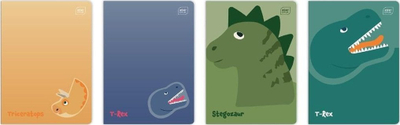Fletore Interdruk A5 me dinosaurë, 16 fletë, me katrorë, set me 20 copë