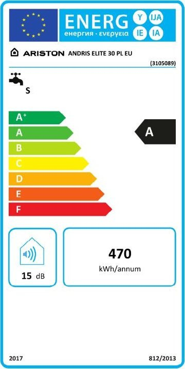 Bojler elektrik Ariston Andris Elite 30, 30L, 2kW, i bardhë