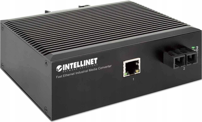 Konvertues rrjeti Intellinet Fast Ethernet Industrial, 100Base-TX në 100Base-FX, single-mode, i zi