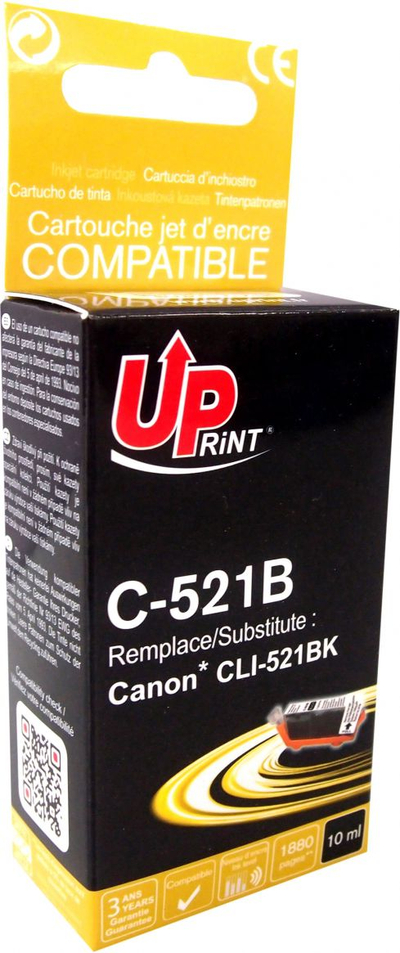 Ngjyrë printeri UPrint CLI-521BK për Canon CLI‑521, 10 ml, e zezë