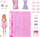 Set loje Barbie Dream Closet, garderobë me gjona, rozë