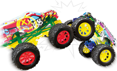 Set ndërtimi Hot Wheels Monster Trucks Maker Kitz, 2 kamionë, mekanizëm tërhiq e lësho, shumëngjyrësh