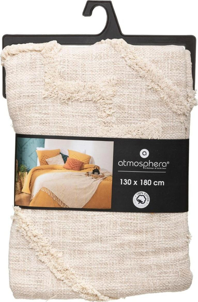 Mbulesë dekorative Atmosphera Bedspread Inca, 130x180cm, pambuk, ngjyrë krem