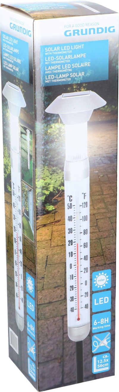 Termometër solar Grundig me gjilpërë, për ambient të jashtëm, LED, i bardhë