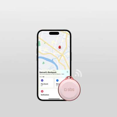 GPS tracker SBS Track My Circle, i papërshkueshëm nga uji, punon me Apple Find My, rozë metalike