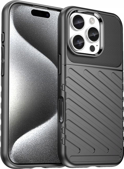 Mbulesë silikoni Thunder Case për iPhone 16 Pro, e zezë