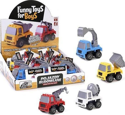 Set makinash ndërtimi Artyk Construction Vehicles Mix, 4 modele, me tërhiq-e-lësho