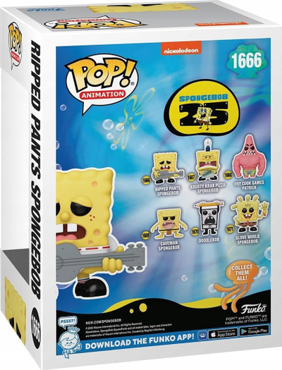 Figurë koleksionuese Funko Pop Spongebob Ripped Pants, vinil, me kitarë, shumëngjyrëshe