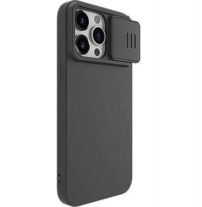 Mbulesë telefoni NILLKIN CamShield Silky, për iPhone 15 Pro Max dhe 15 Plus, silikoni, e zezë