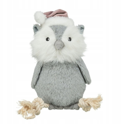 Lodër për qen Trixie Christmas Plush Owl Rope, 31cm, me zë, shumëngjyrëshe