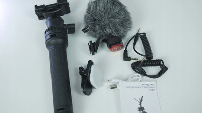 Set vlogimi CKMOVA MST3, tripod me mikrofon directional, dritë LED, i zi