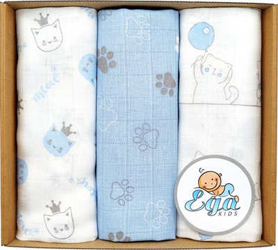 Pelena prej tekstili Ega Kids TETRA LUX, set me 3 copë, 70x80 cm, blu