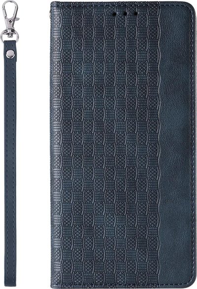 Kartë mbrojtëse Hurtel Magnet Strap për iPhone 13, tip libër, me mbajtëse kartash, blu e errët