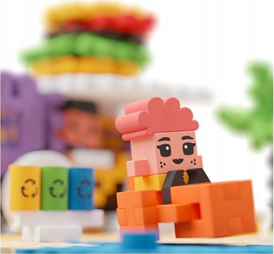 Set ndërtimi Marioinex Mini Waffle City Blocks Food Truck, 148 pjesë, me figurina, shumëngjyrësh