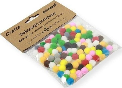 Pompom dekorativ Pol Mak, 1 cm, set 120 copë, shumëngjyrëshe