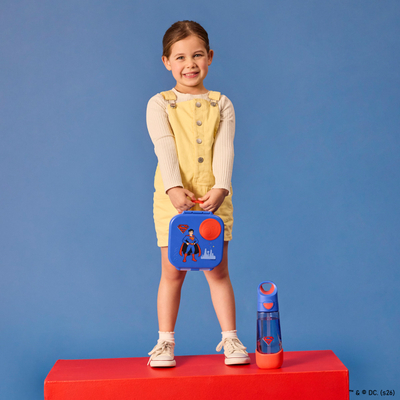 Kuti ushqimi b.box Mini Snack Box Superman, me dy ndarje, dorezë praktike, blu