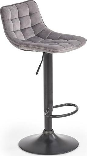 Karrige bar Barstool H95, velur, lartësi e rregullueshme, gri