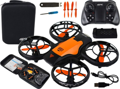 Dron 4DRC Vinci 2020 4D V8 me pult, me dritë LED, portokalli me të zezë