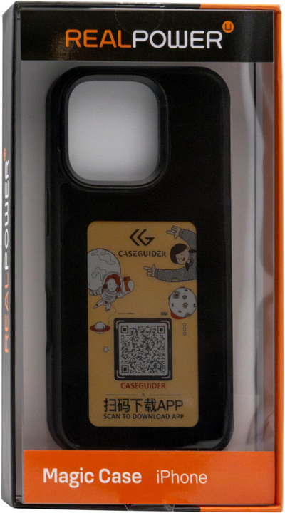 Mbrojtëse telefoni RealPower Magic Case, iPhone 16 Pro, ekran me ngjyra, MagSafe, e zezë