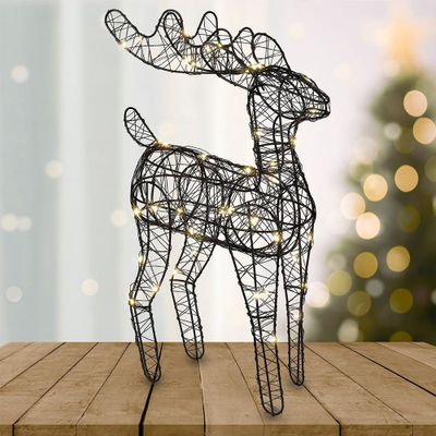 Figurë dekorative dreri Lighted Deer Black, 40 LED, 37 cm, i zi