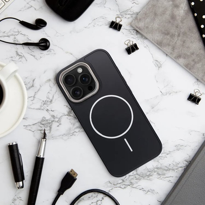 Këllëf telefoni 4Kom FRAME MAG për iPhone 12 Pro, i përshtatshëm me MagSafe, i zi