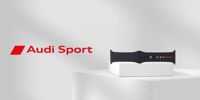 Rrip dore Audi Sport për Apple Watch, silikon, 40 41 42mm, i zi me logo të kuqe