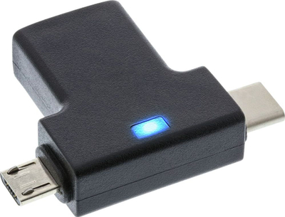Adapter USB InLine 35804, microUSB në USB edhe USB C, 3A, i zi