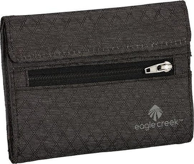 Portofol Eagle Creek RFID International Tri-Fold, kundër skanimit RFID, me zinxhir, i zi