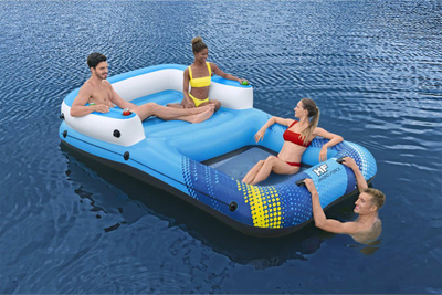 Rafat fryrës Bestway Hydro Force Floating Island, 305x186x58 cm, me tendë dielli, blu e verdhë
