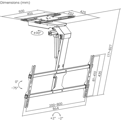 Mbajtëse tavani Maclean Electric, për TV 43"-86", 45kg, me telekomandë
