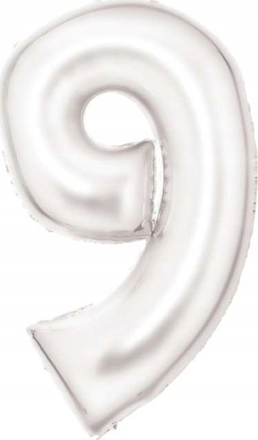 Balonë folie numri 9, 86cm, satin e bardhë