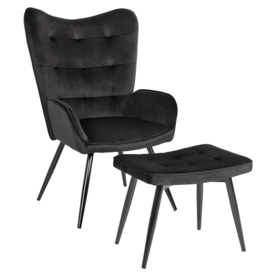 Kolltuk me stol këmbësh Crawley 70x57x103Hcm (HM8918.04), zezë